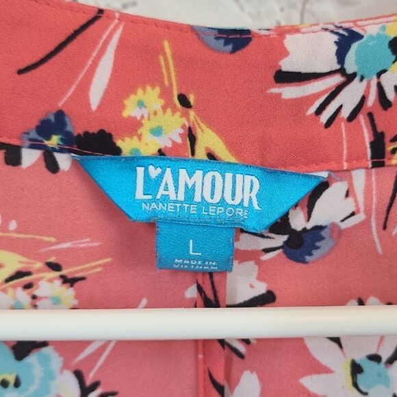 Anthropologie Nanette Lepore Coral Floral Fringe Kimono L’Amour Large Anthro - Picture 5 of 8